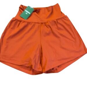 Halara Womens High Waisted Flowy 2-in-1 Shorts Burnt Orange Small Long NWT